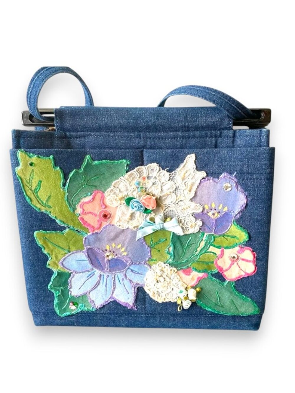 Toby Weston Vintage 90s Denim Floral Patch Tote Bag – Grandmacore Cottagecore